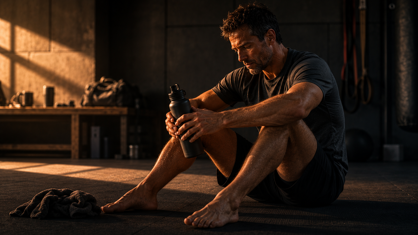 Male athlete in his 40s examining why the three energy systems of the body determine performance output, not behavioral effort