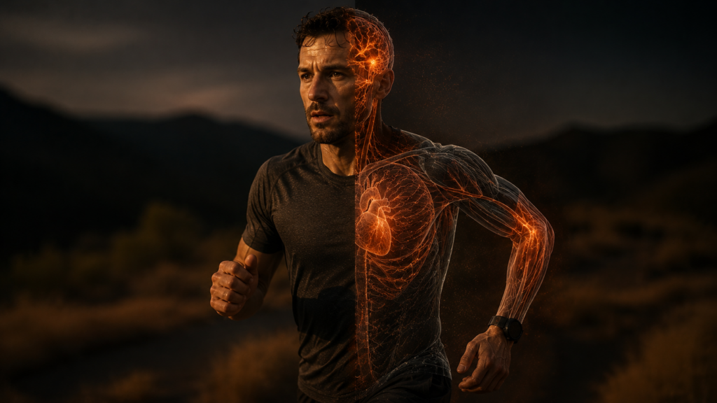 muscle fatigue during exercise Athlete running fine early while extreme fatigue during exercise builds beneath the surface — central governor theory