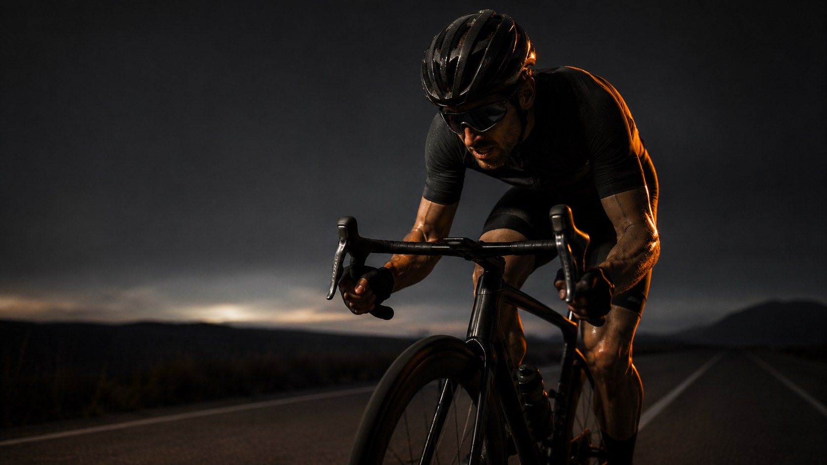 Cyclist at high intensity showing glycogen depletion rate at different VO2max levels — how long it takes to deplete glycogen stores during exercise