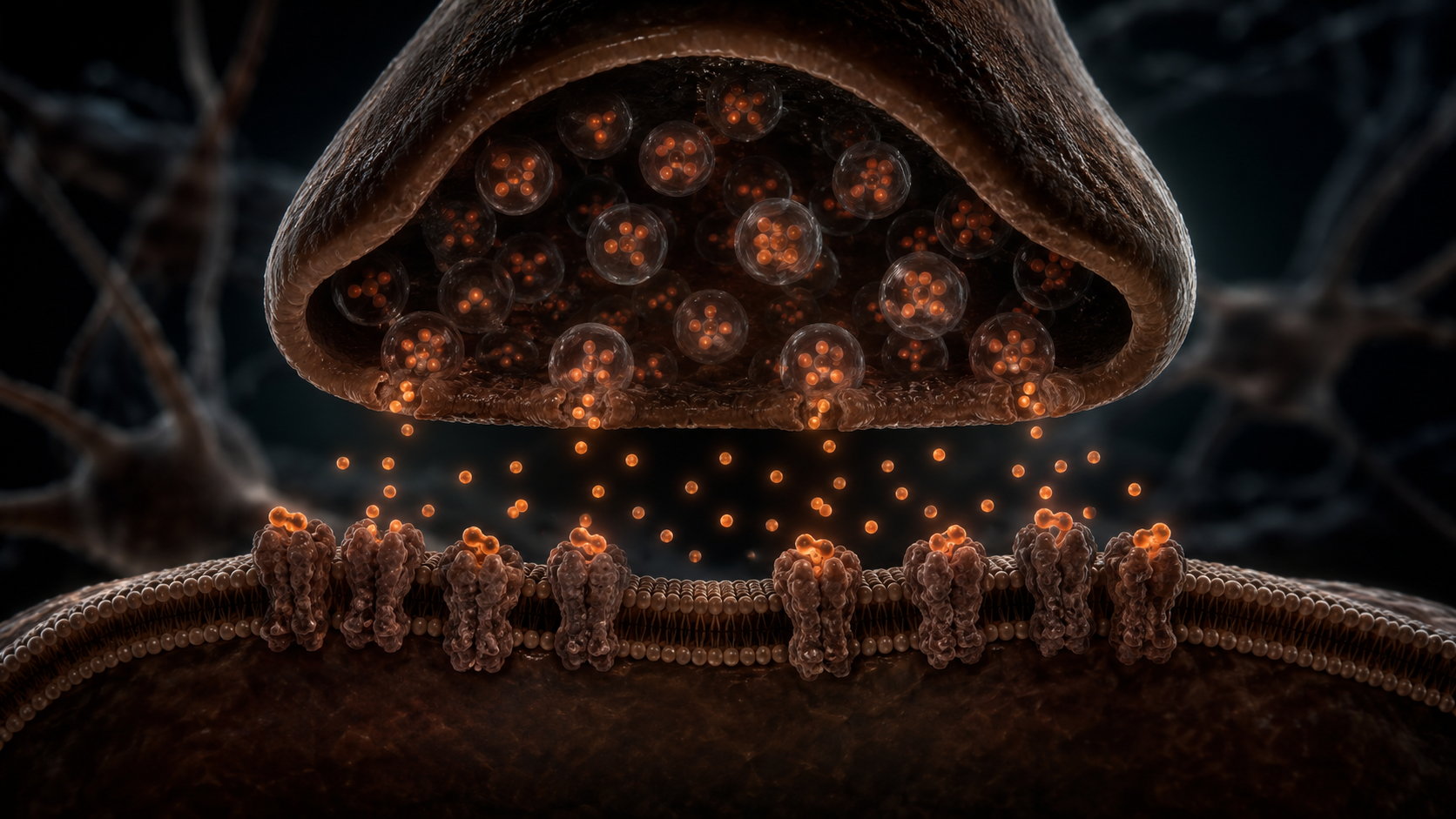 Adenosine molecules binding receptors at a synapse, the sleep-pressure signal a nap clears